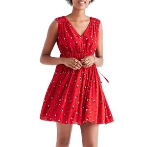 Madewell Red Floral Tie-Back Dress